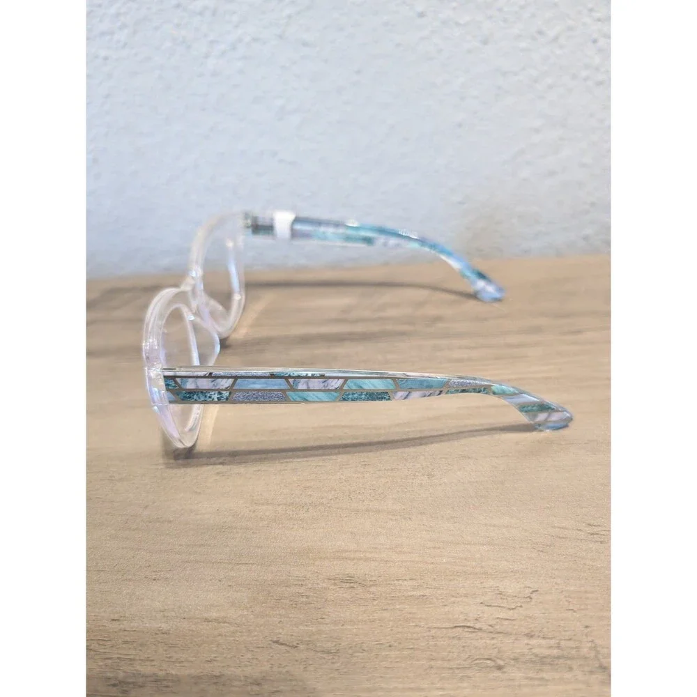 Peepers Enter Stage Left Clear Blue Pattern Eyeglass Frames